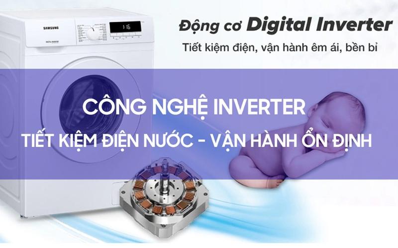 Động cơ Inverter trên máy giặt giúp tiết kiệm điện nước và bảo vệ sợi vải tốt hơn.