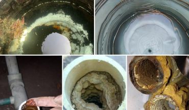 Sự khác biệt rõ rệt của bồn nước trước và sau khi được vệ sinh sạch sẽ.