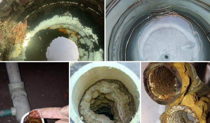 Sự khác biệt rõ rệt của bồn nước trước và sau khi được vệ sinh sạch sẽ.