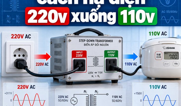 cách hạ điện 220v xuống 110v